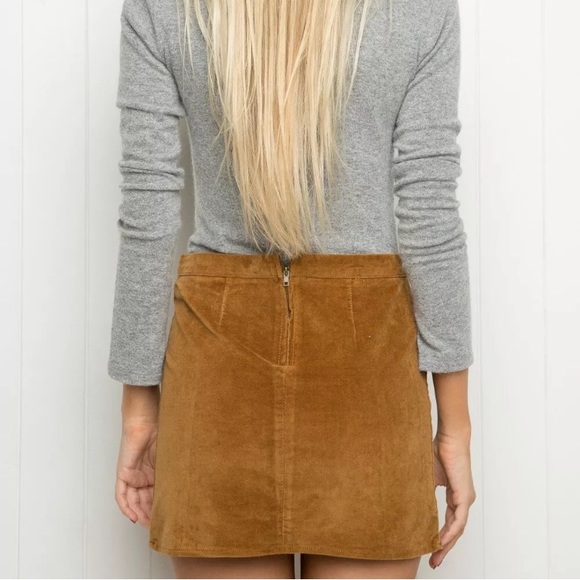 Brandy melville brown corduroy raquel skirt slits - Picture 5 of 8